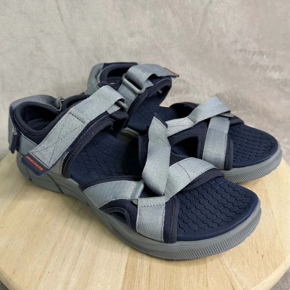 Skechers Relaxed Fit Mens‎ Navy Grey Athletic Hiking Sandals 237050 Size 12